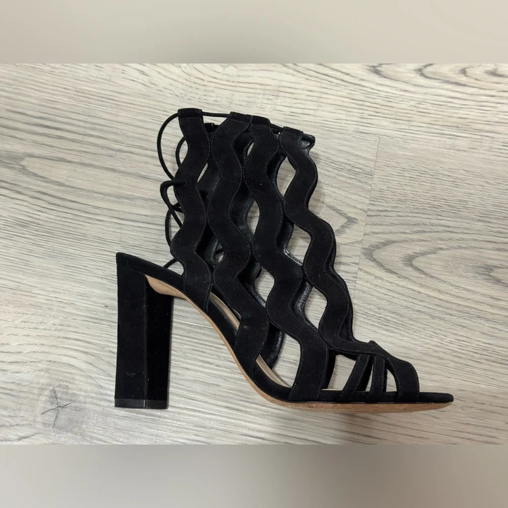 Alexandre Birman Loretta Black Suede Cutout Block Heels Size 41 /11 US $995 EUC - Picture 7 of 15